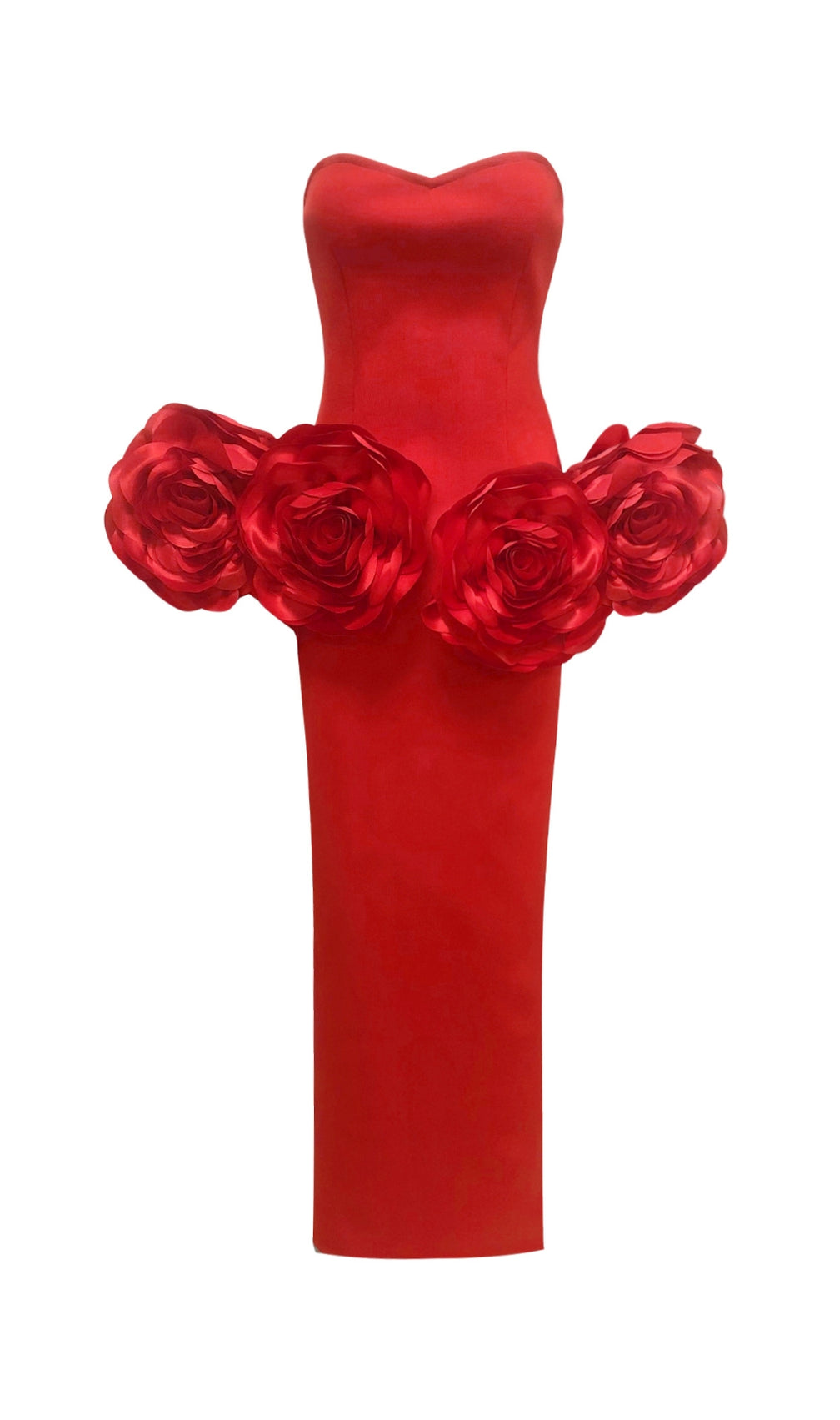 Domino Strapless Flower Bandage Maxi Dress