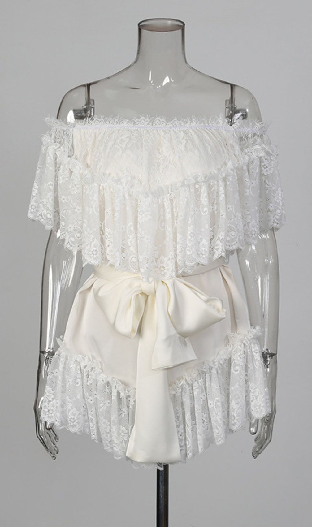 Basye Enchanting Off-Shoulder Lace Mini Dress | Glamorous Evening & Cocktail