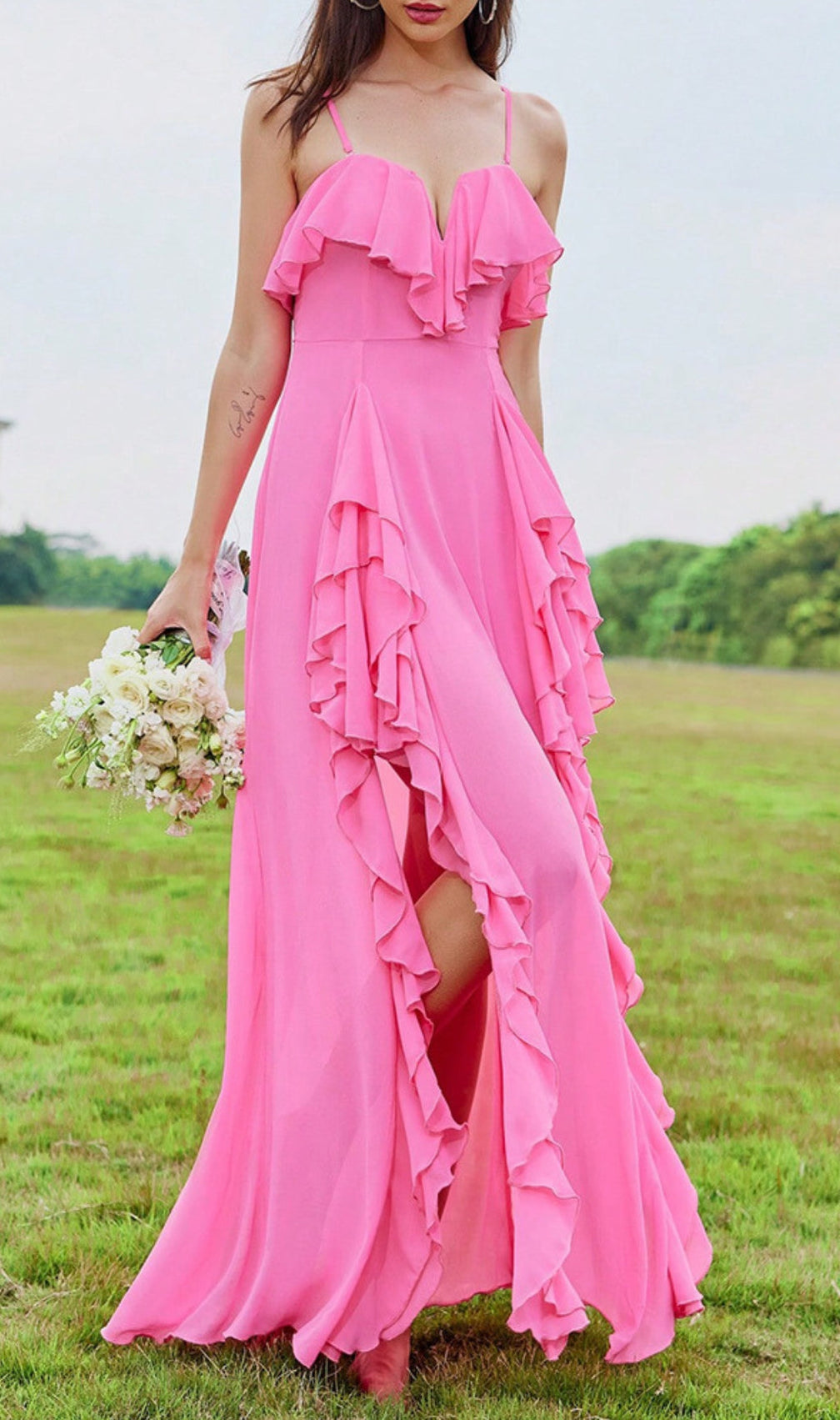 Amalthea Slit Ruffle Maxi Dress