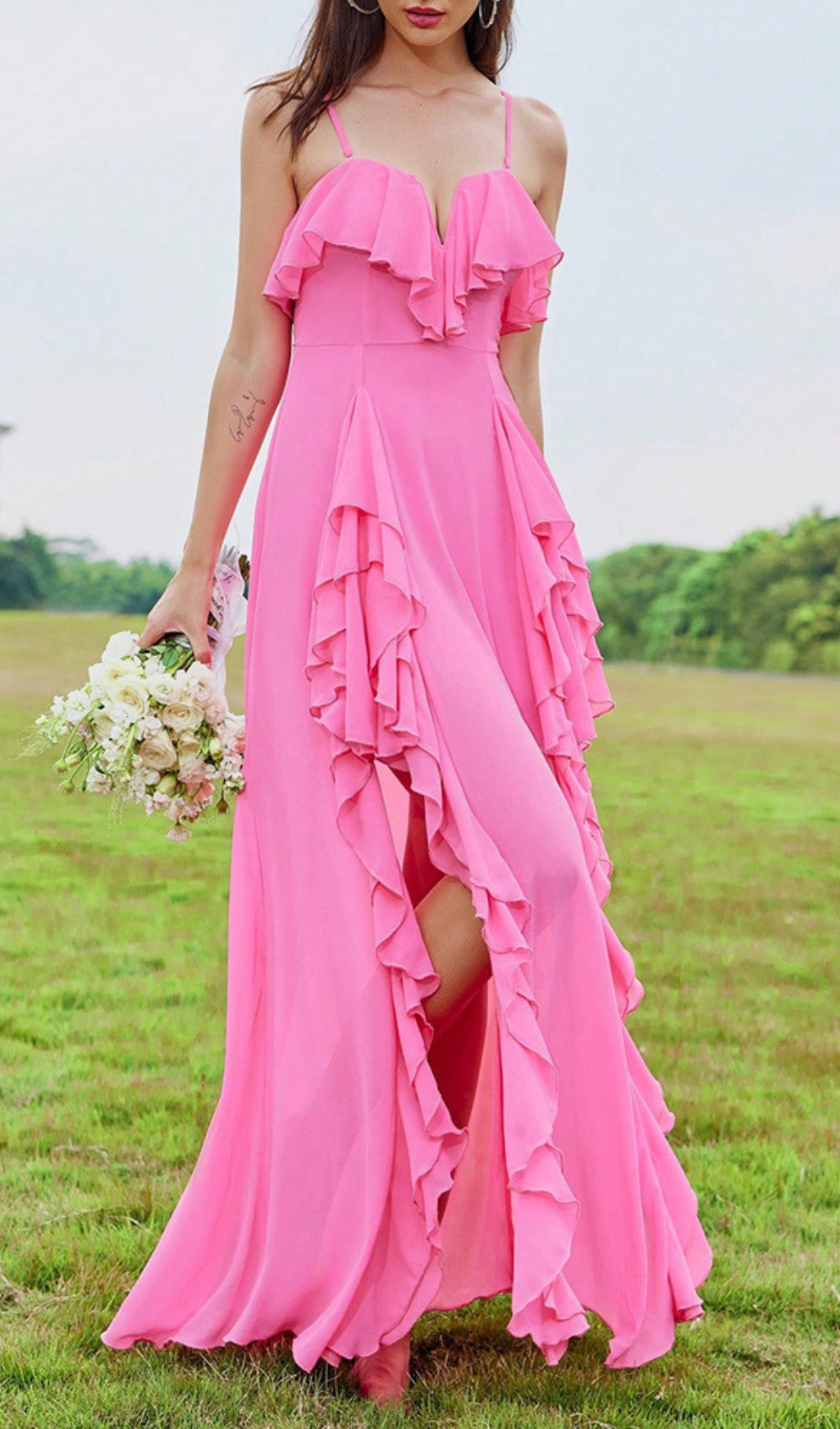 Amalthea Slit Ruffle Maxi Dress