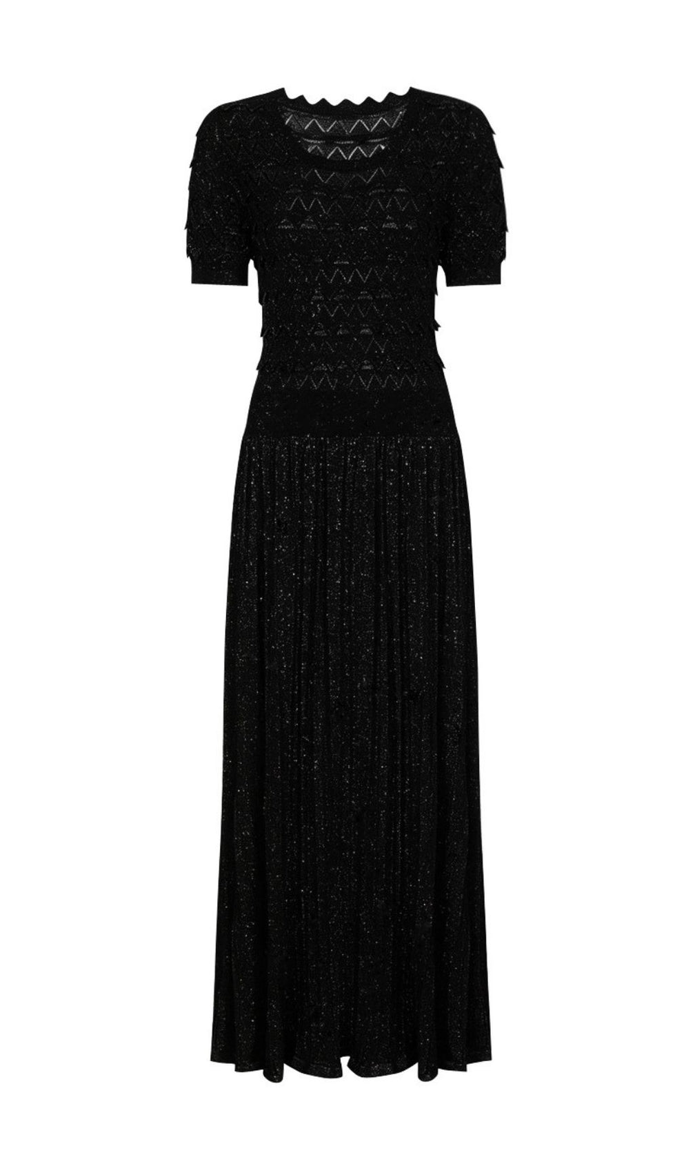 Kirima Black Short Sleeve Knit Midi Dress