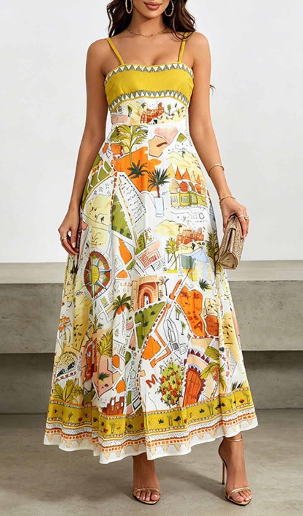 Kissa Strappy Printed Maxi Dress