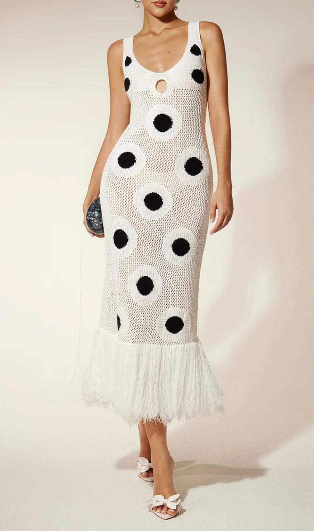 Gaelion Chic Dot Fringe Knitted Midi Dress - Your Statement Piece