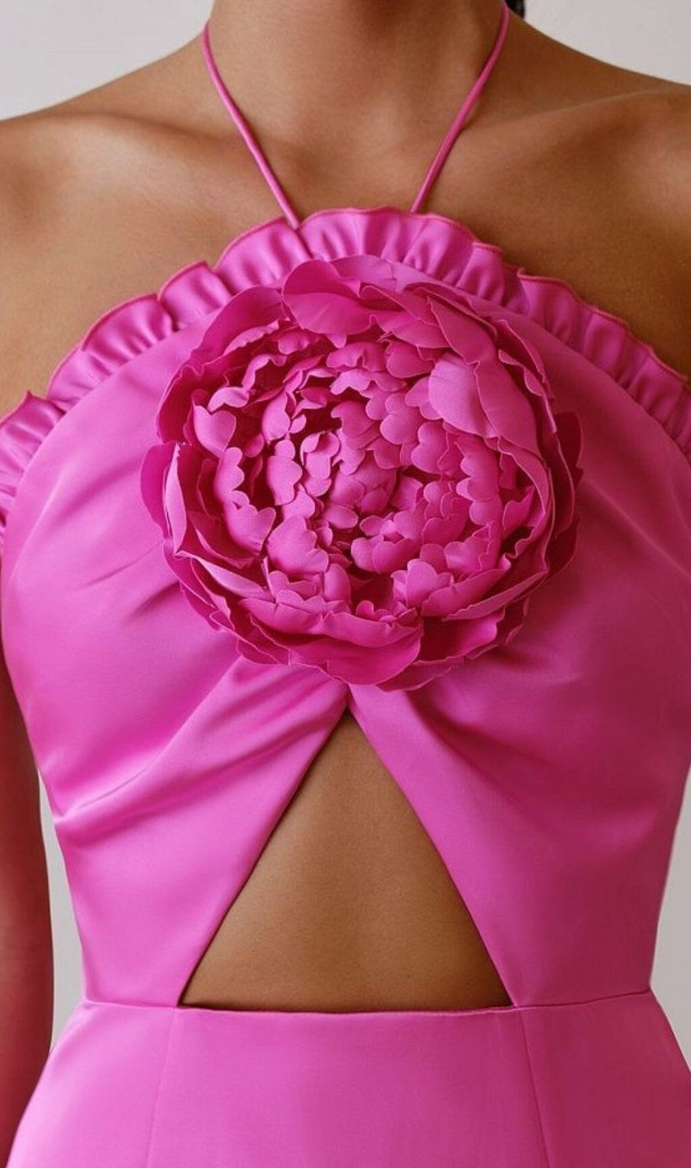 Floral Embellished Slit Midi Dress In Pink