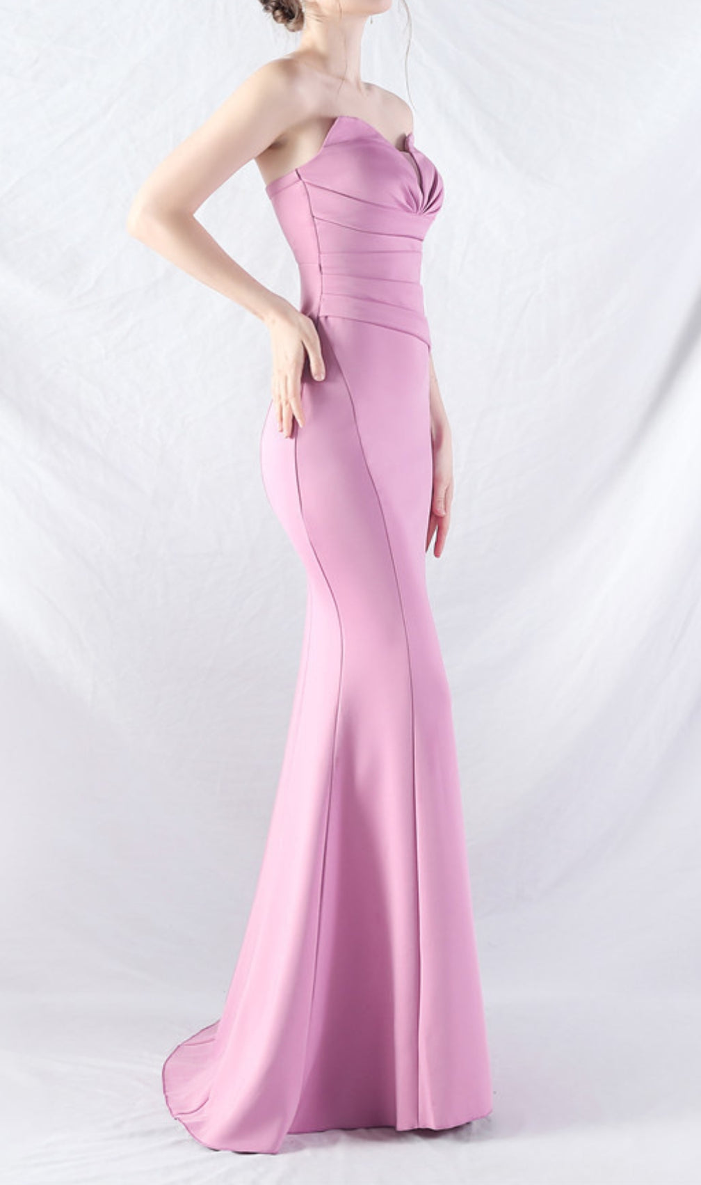 Chrina Purple Strapless Ruched Maxi Dress
