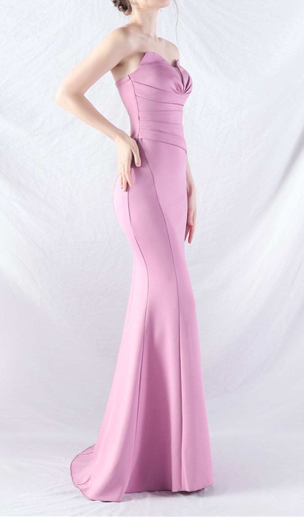 Chrina Purple Strapless Ruched Maxi Dress