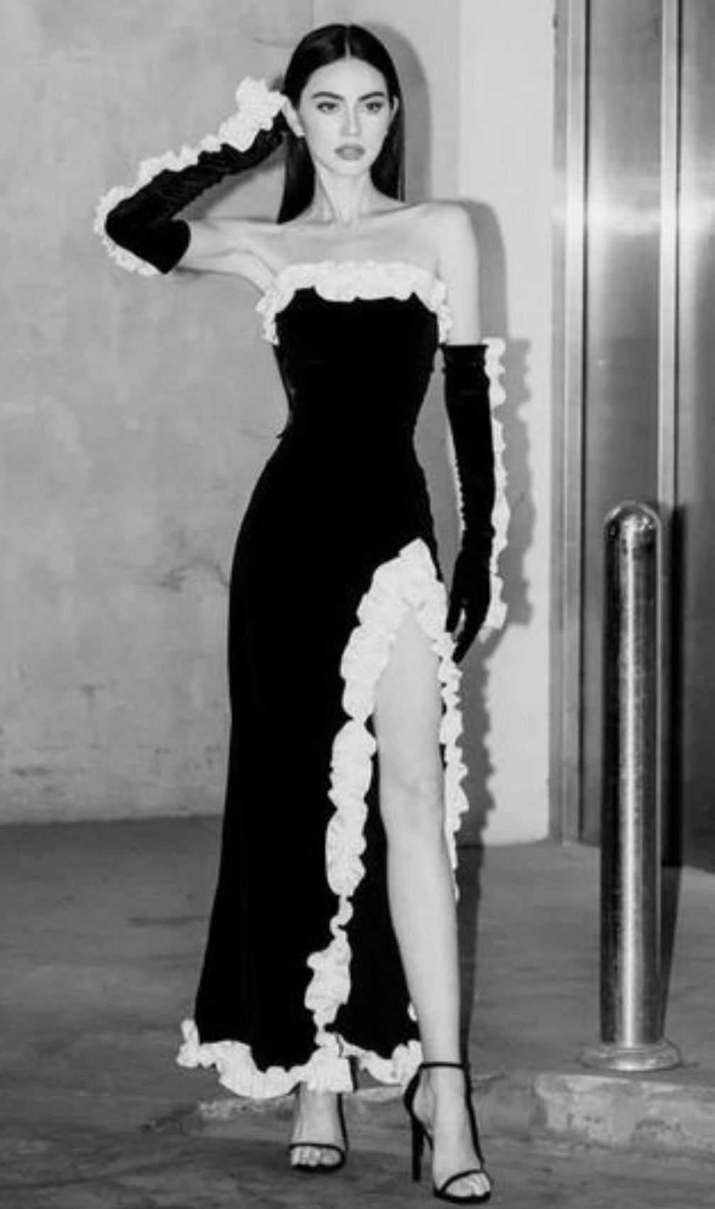 Atica Ruffle Split Maxi Dress