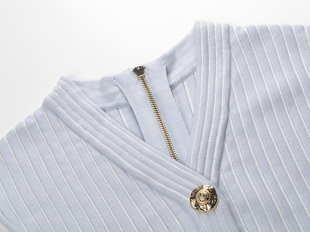 Hamid V-Neck Pleated Knit Mini Dress | Effortless Chic & Comfortable Pink Style