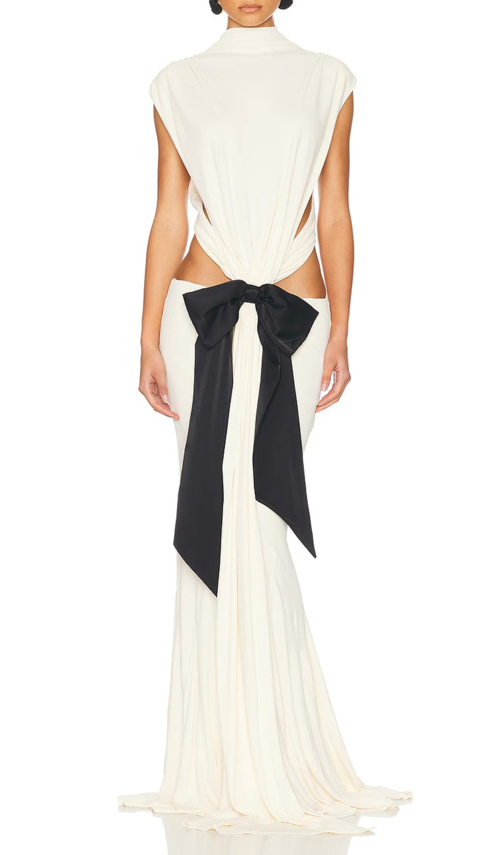 Elisae White Bow Cutout Maxi Dress