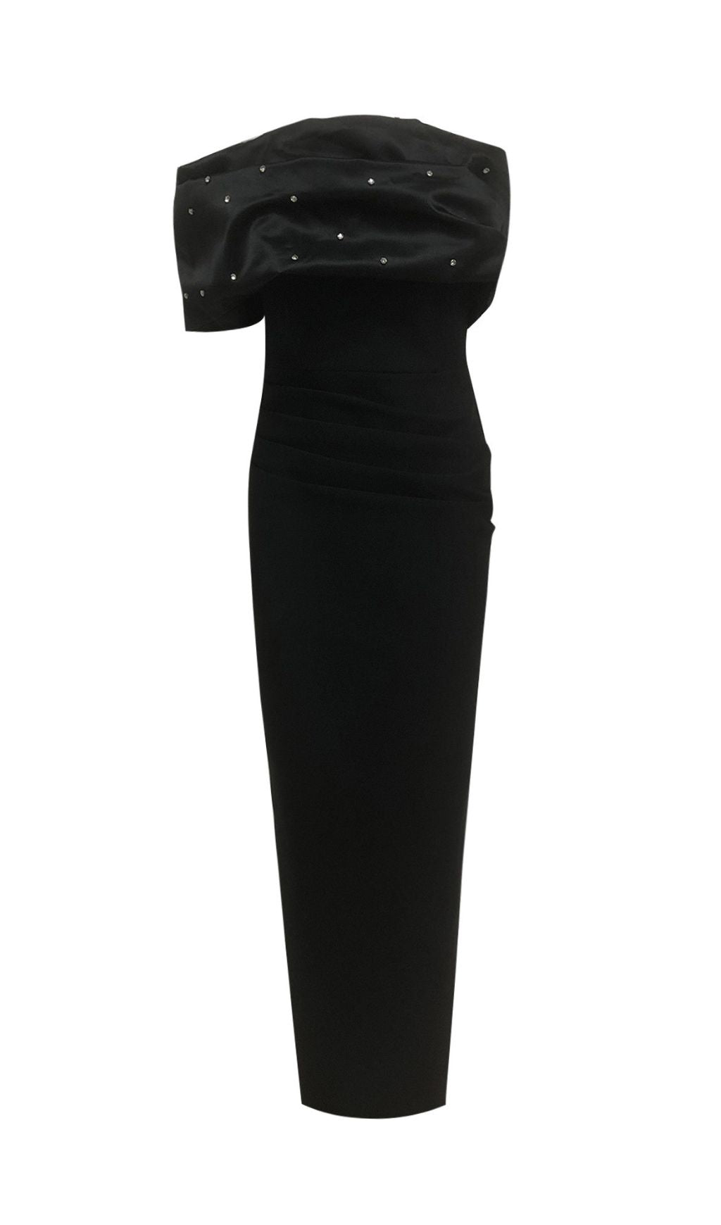 Ilia Black Embellished Off-Shoulder Bandage Maxi Gown | Red Carpet Glamour