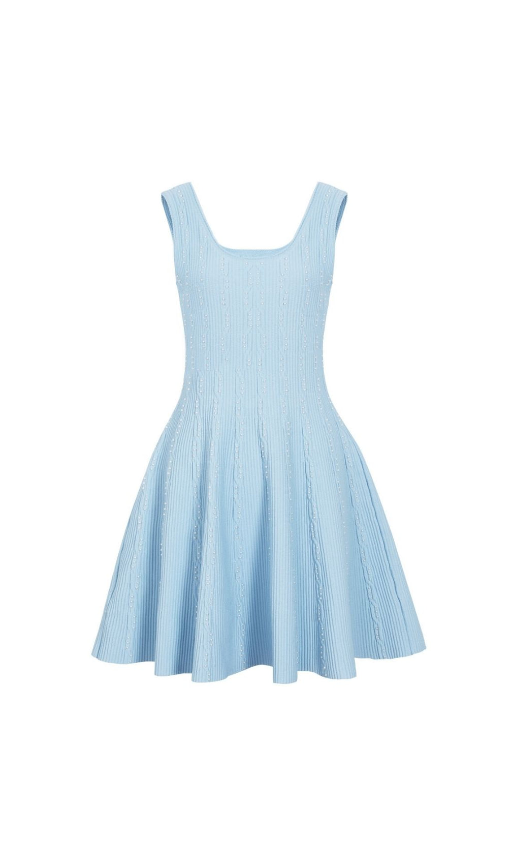 Kinneret Blue Sleeveless Beaded Knit Mini Dress