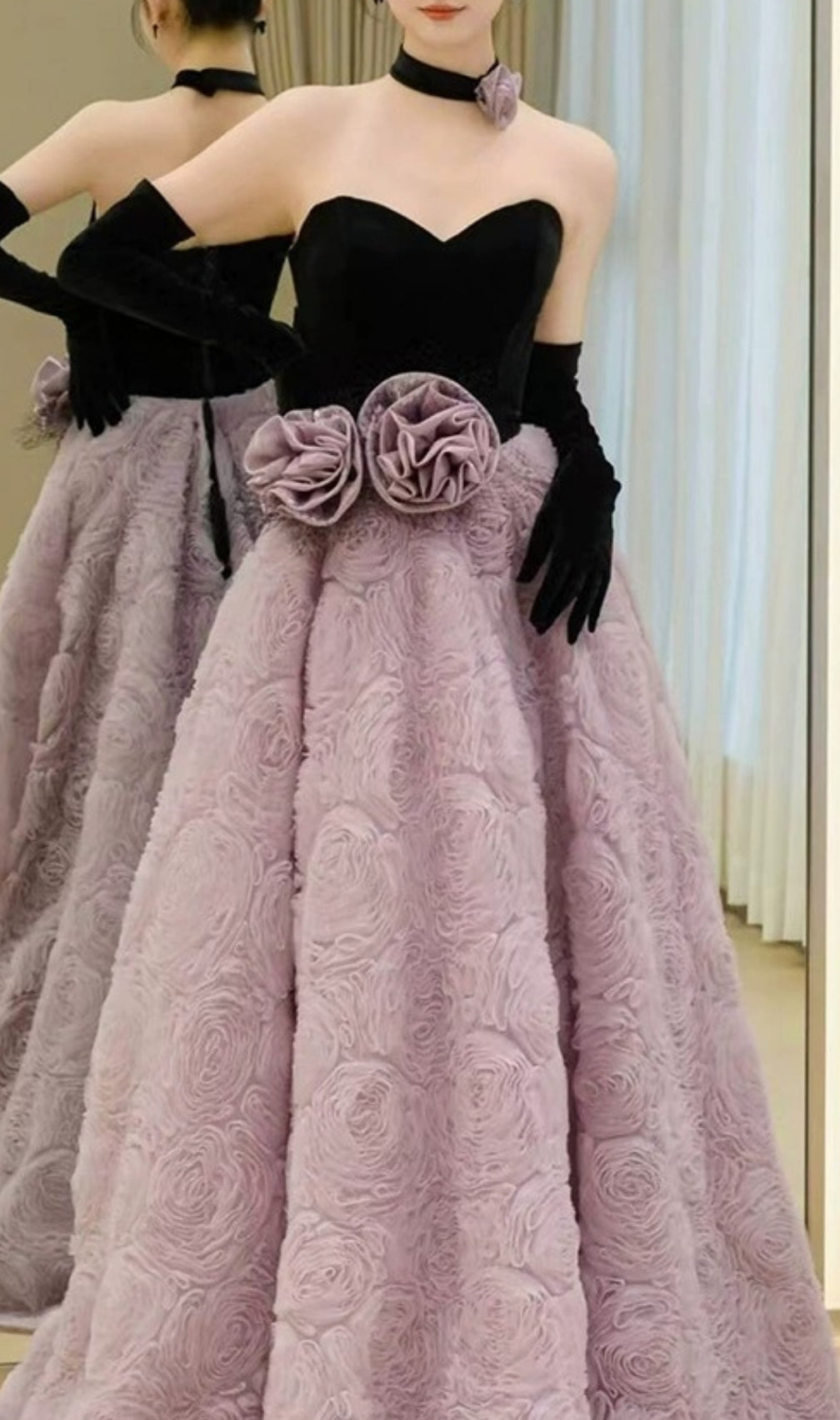 Elanie Strapless Flower Maxi Dress