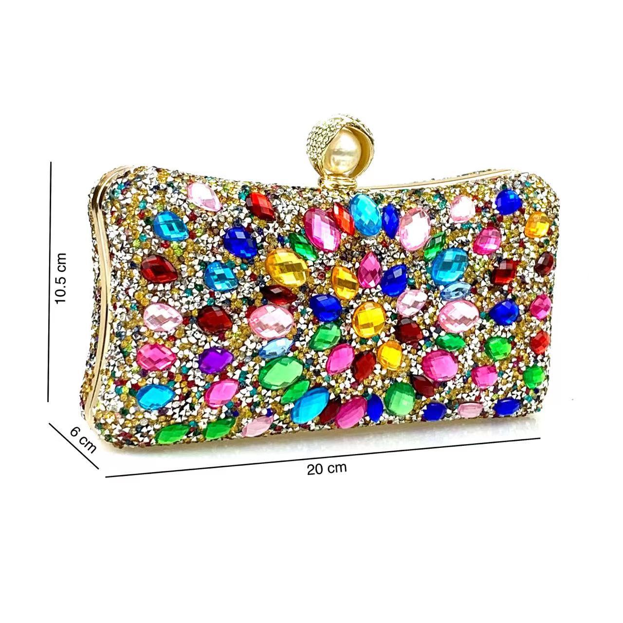 Multi Rhinestone Crystal Clutch