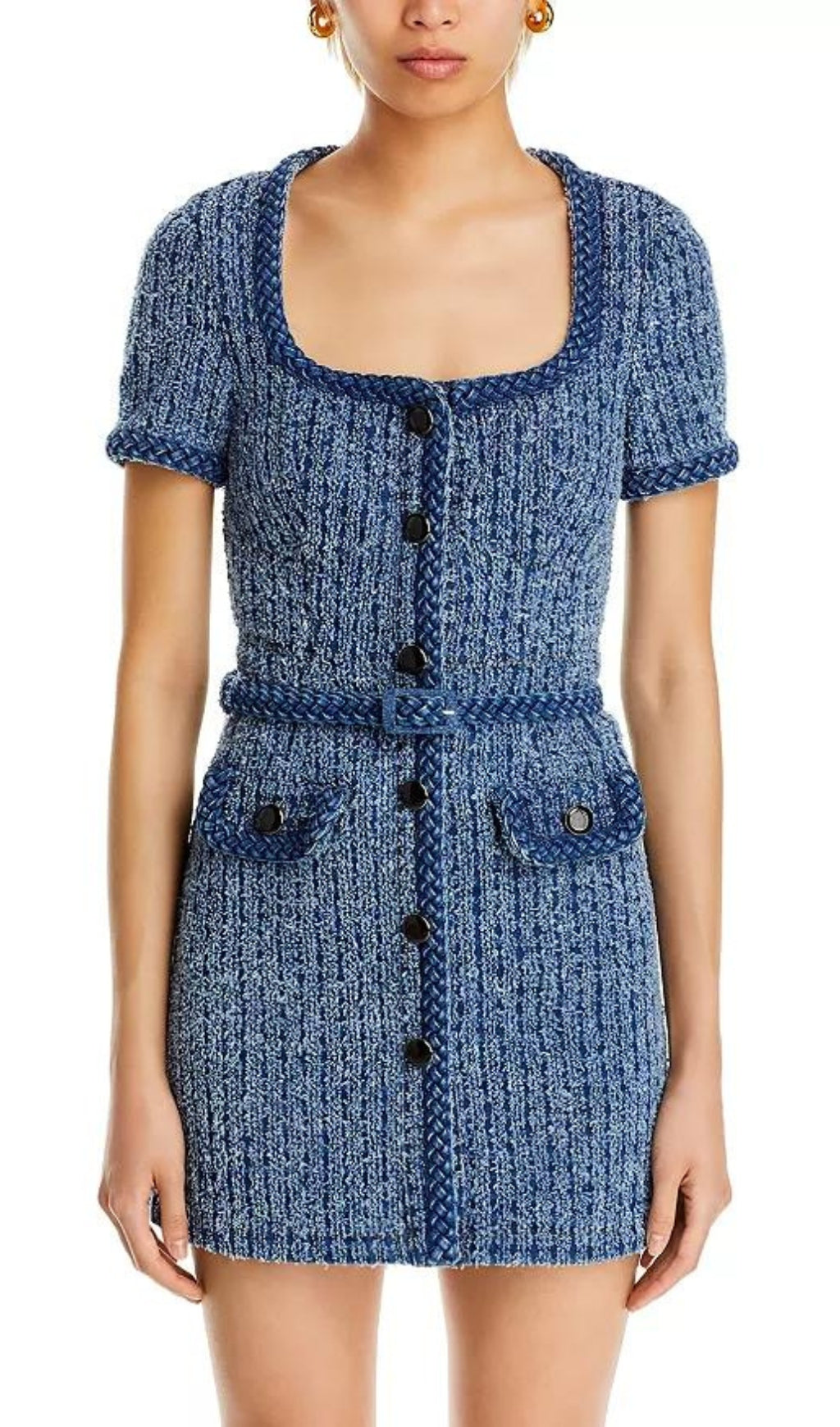 Beckett Braided Trim Textured Mini Dress