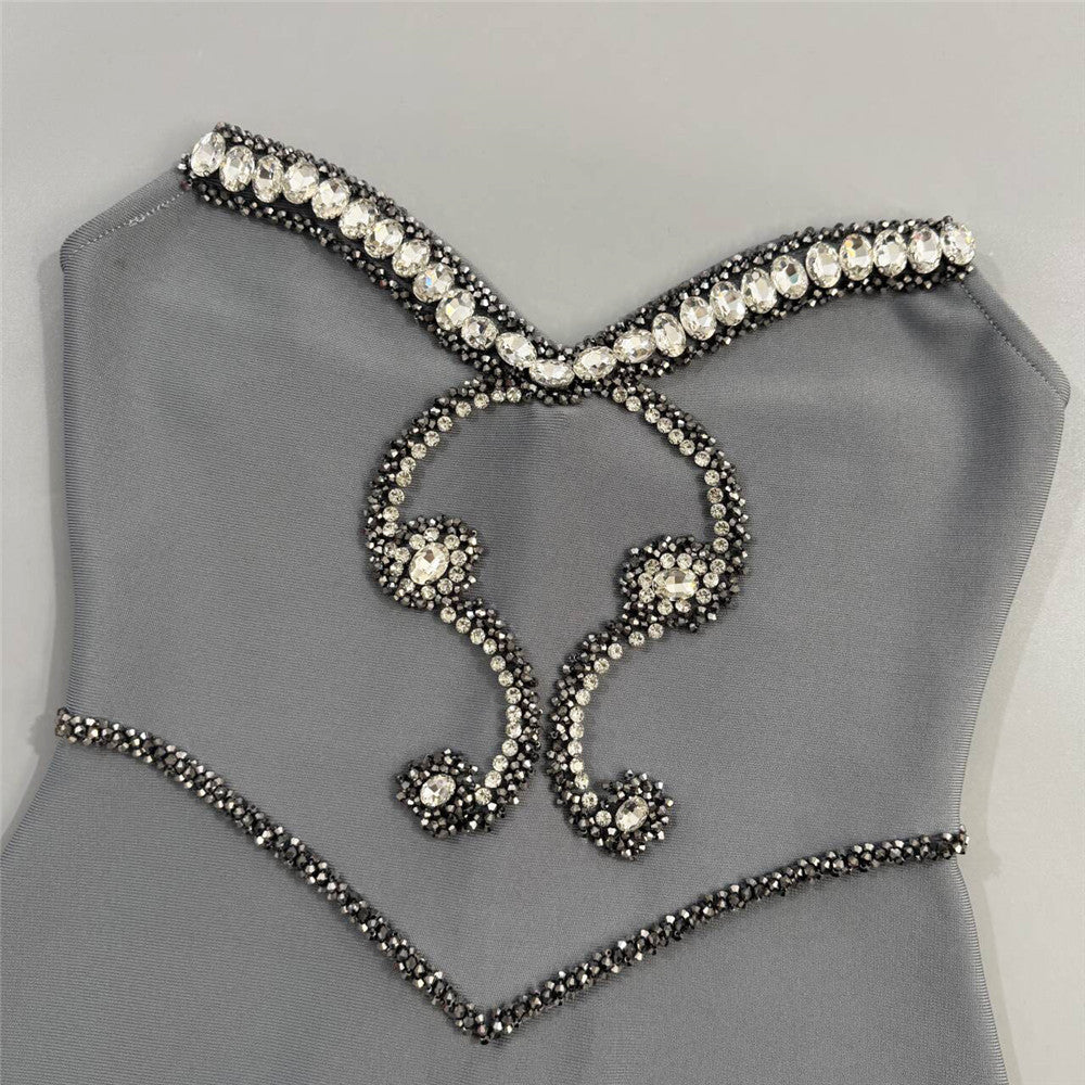 Grete Strapless Diamante Bandage Maxi Dress