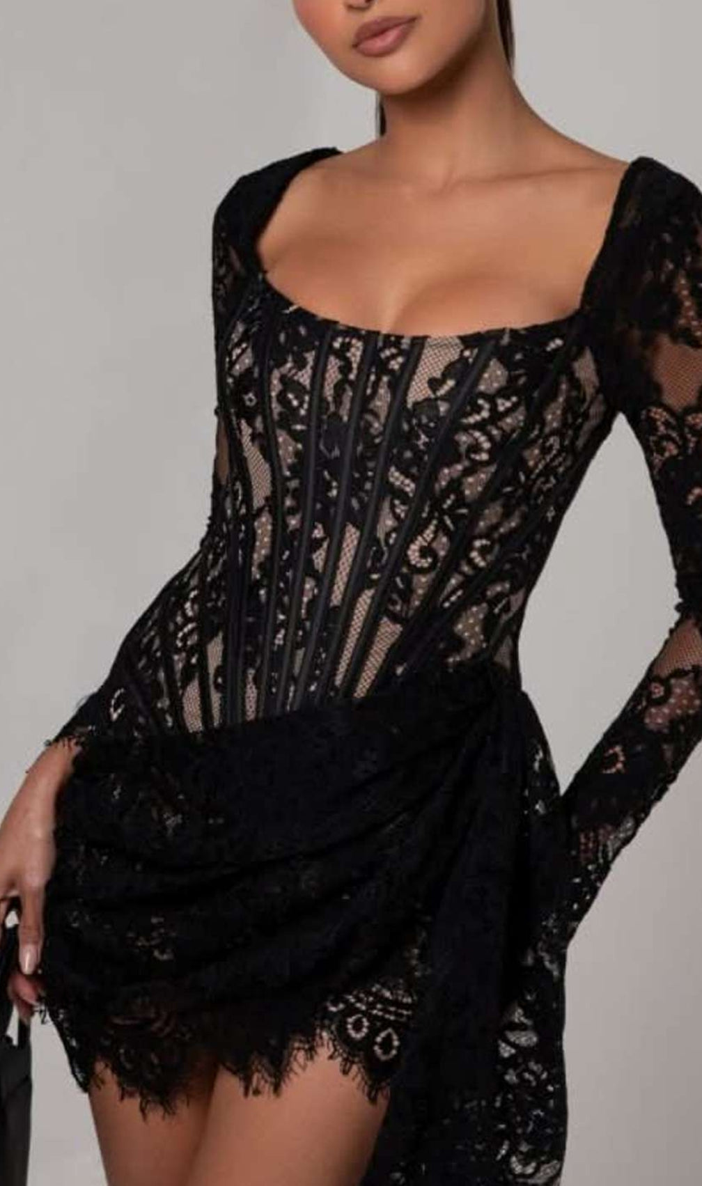 Callan Lace Long Sleeve Corset Mini Dress