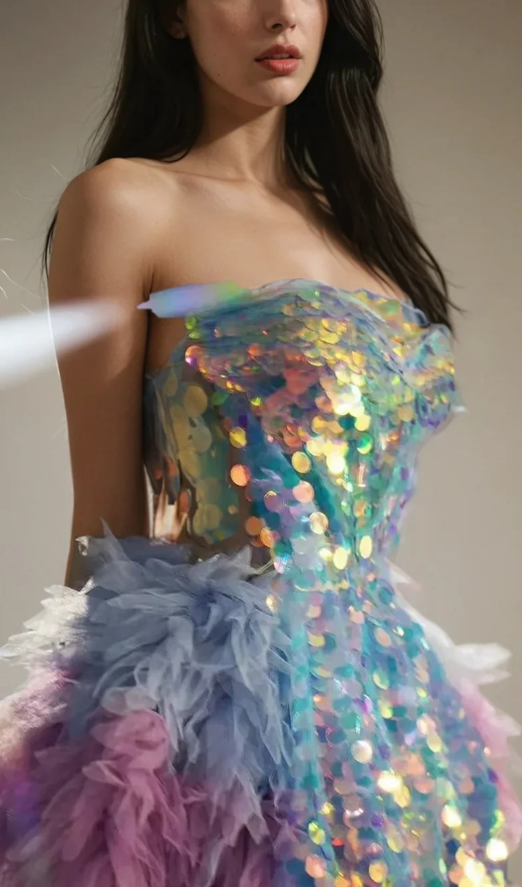 Melina Corset Tulle Trimmed Skirt Set In Sky