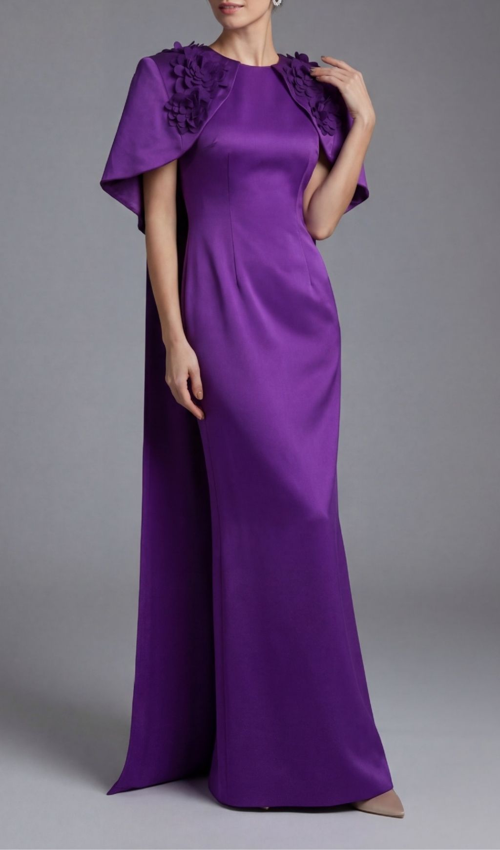 Kenisha Royal Purple Floral Embellished Maxi Gown | Elegant Evening Dress
