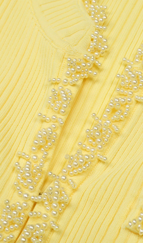 Buttery Yellow Ribbed Knit Cardigan & Mini Skirt Set - Chic 2-Piece Outfit