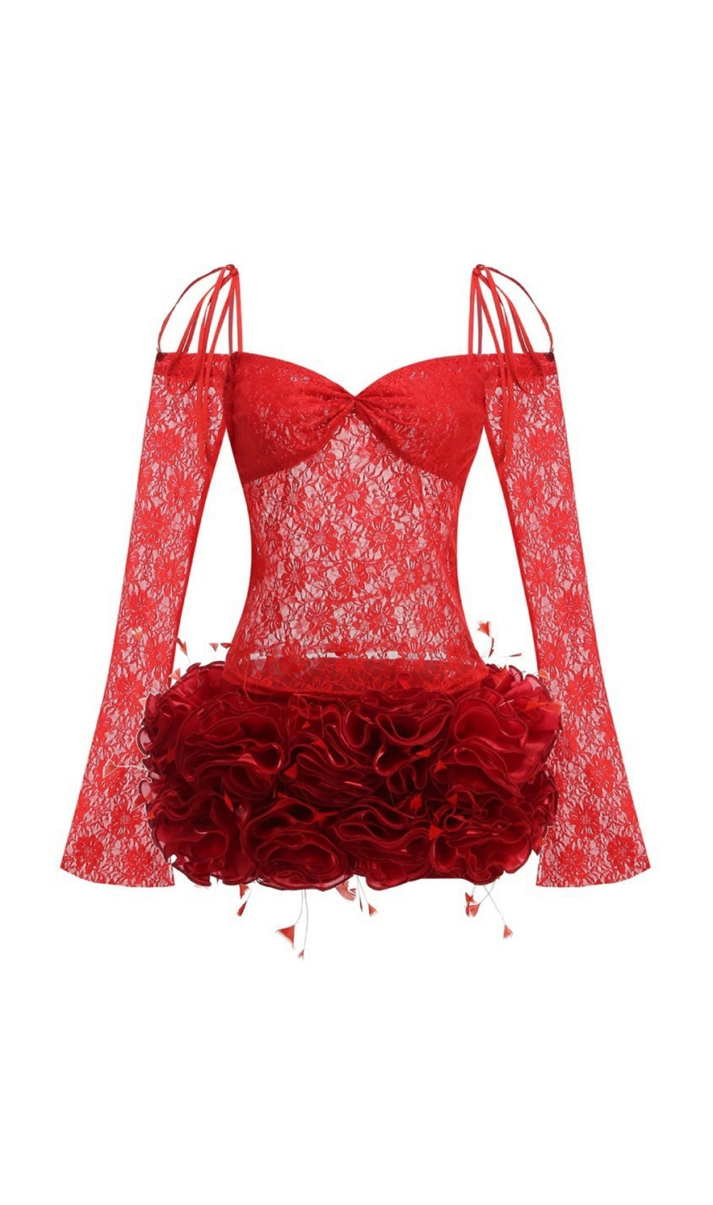 Elaxi Lace Top & Flower Skirt Set