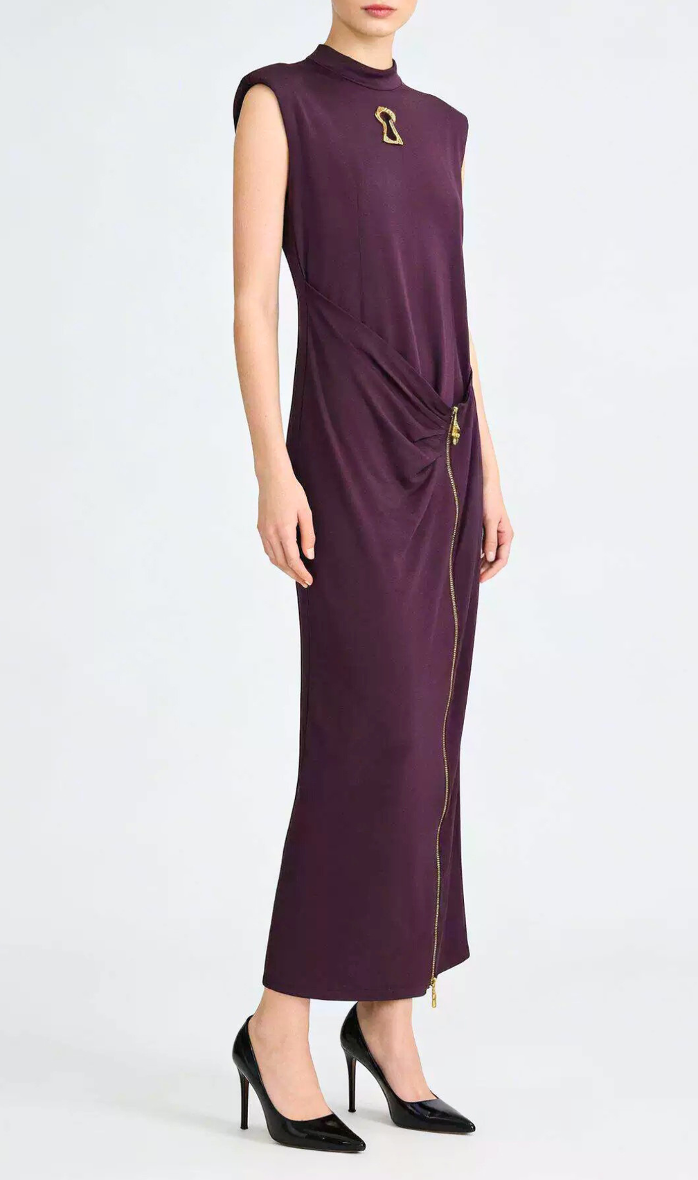Leifs Sleeveless Zip Maxi Dress - Purple