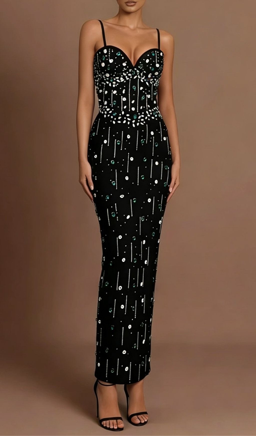 Keyra Sparkling Diamante Bandage Maxi Dress | Elegant Evening Gown