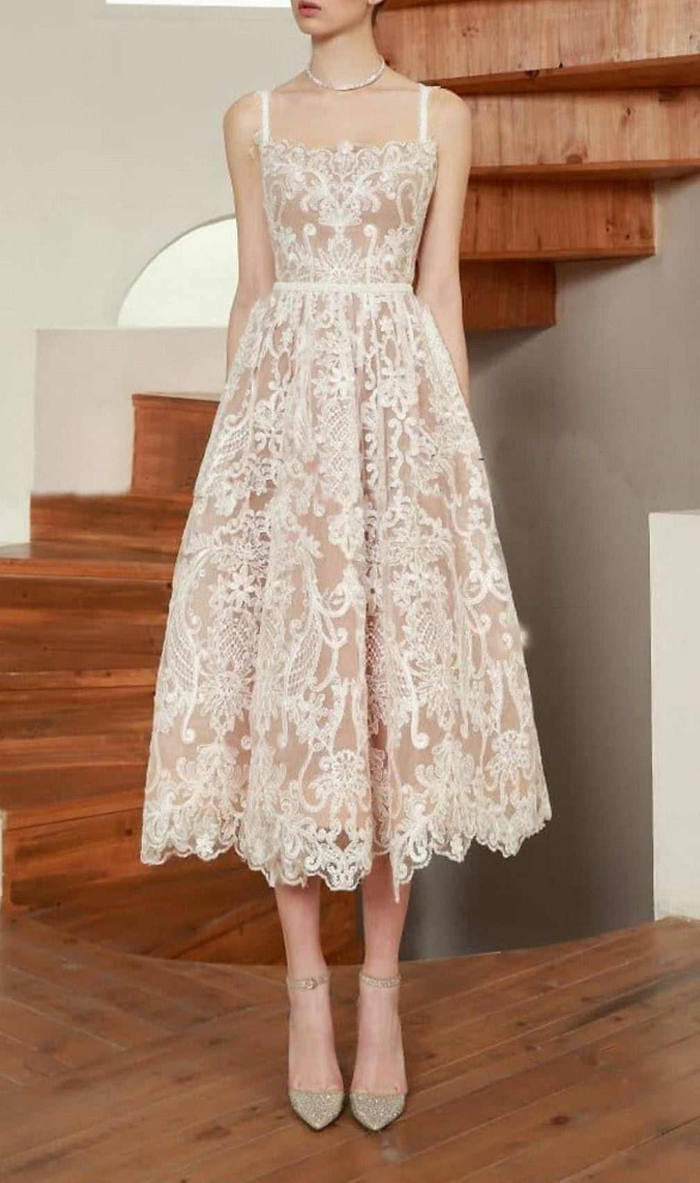 Anouck Lace Embroidery Midi Dress