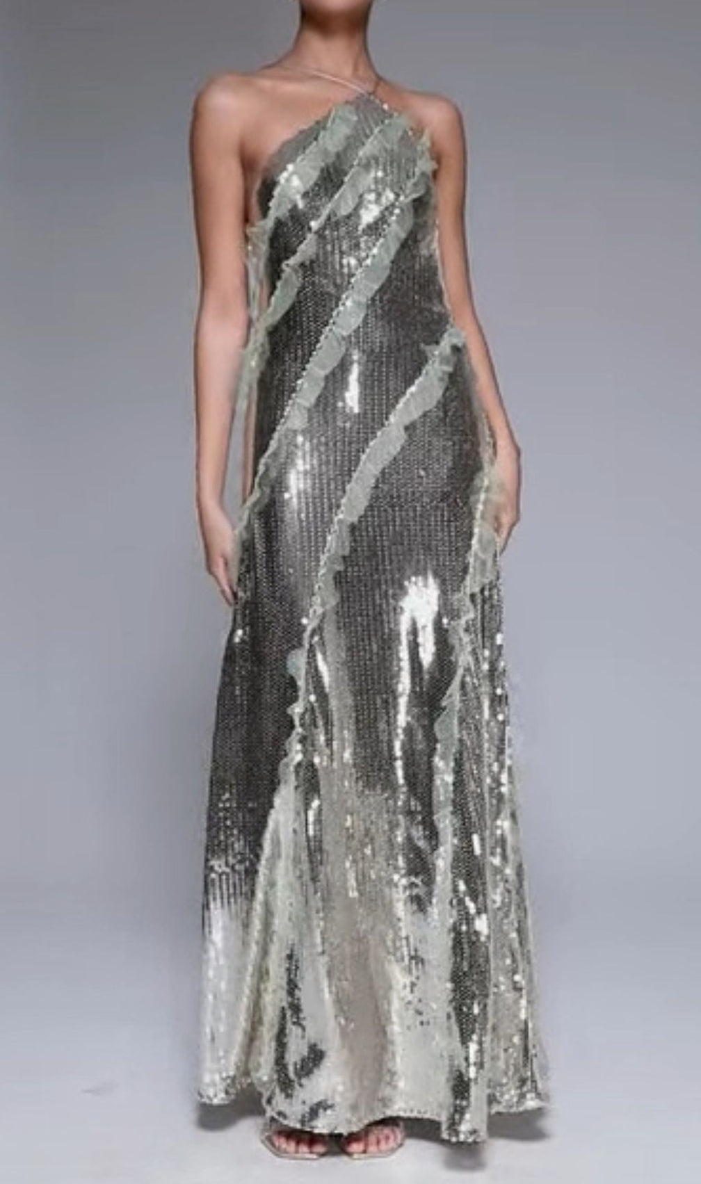 Gust Halter Sequin Backless Maxi Dress