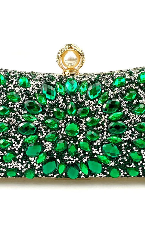 Dazzling Multi-Color Rhinestone & Crystal Evening Clutch with Pearl Clasp