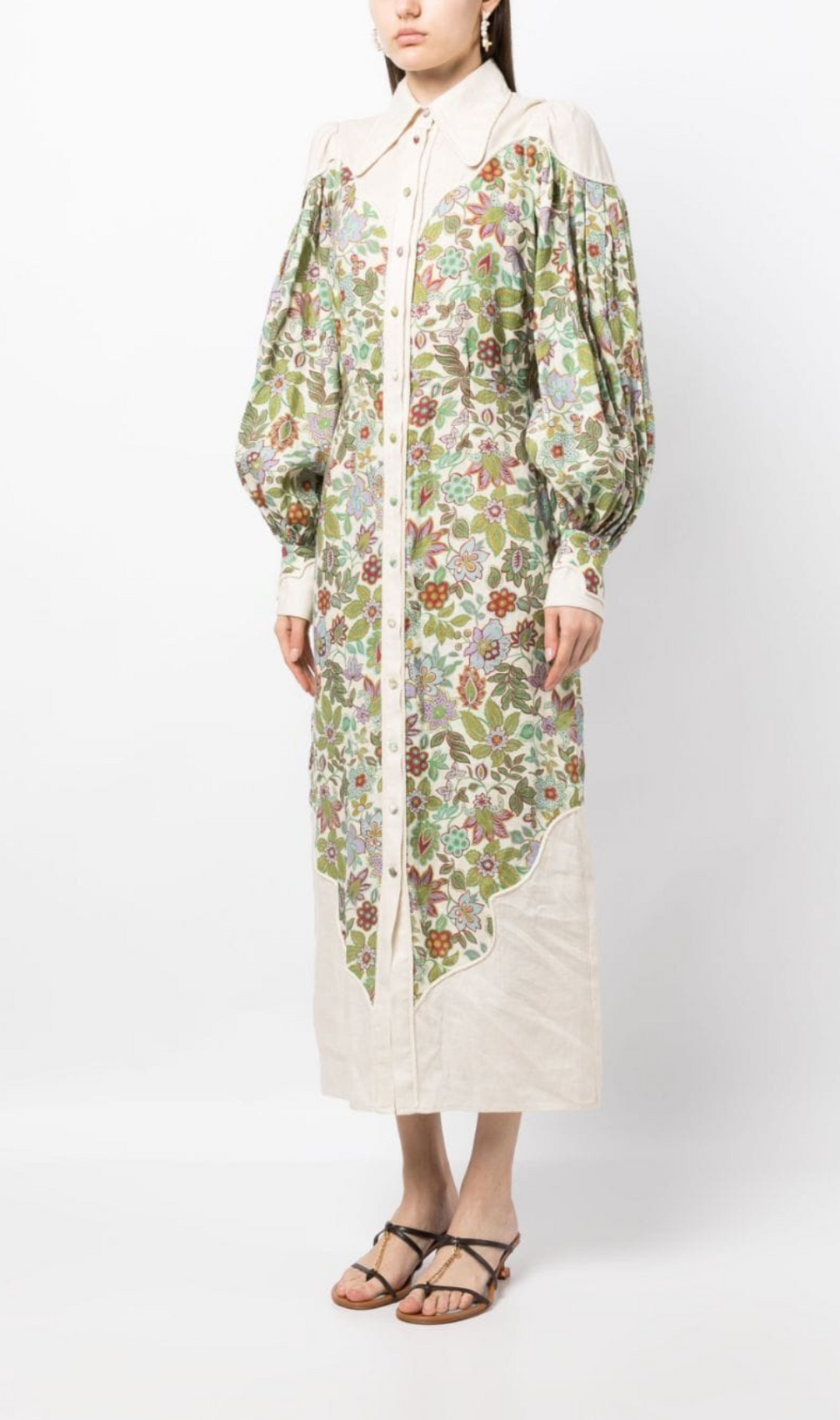 Alyson Floral Puff Sleeve Midi Dress