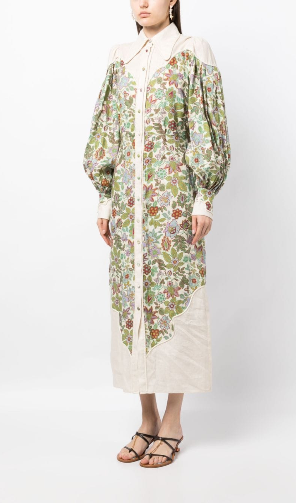 Alyson Floral Puff Sleeve Midi Dress