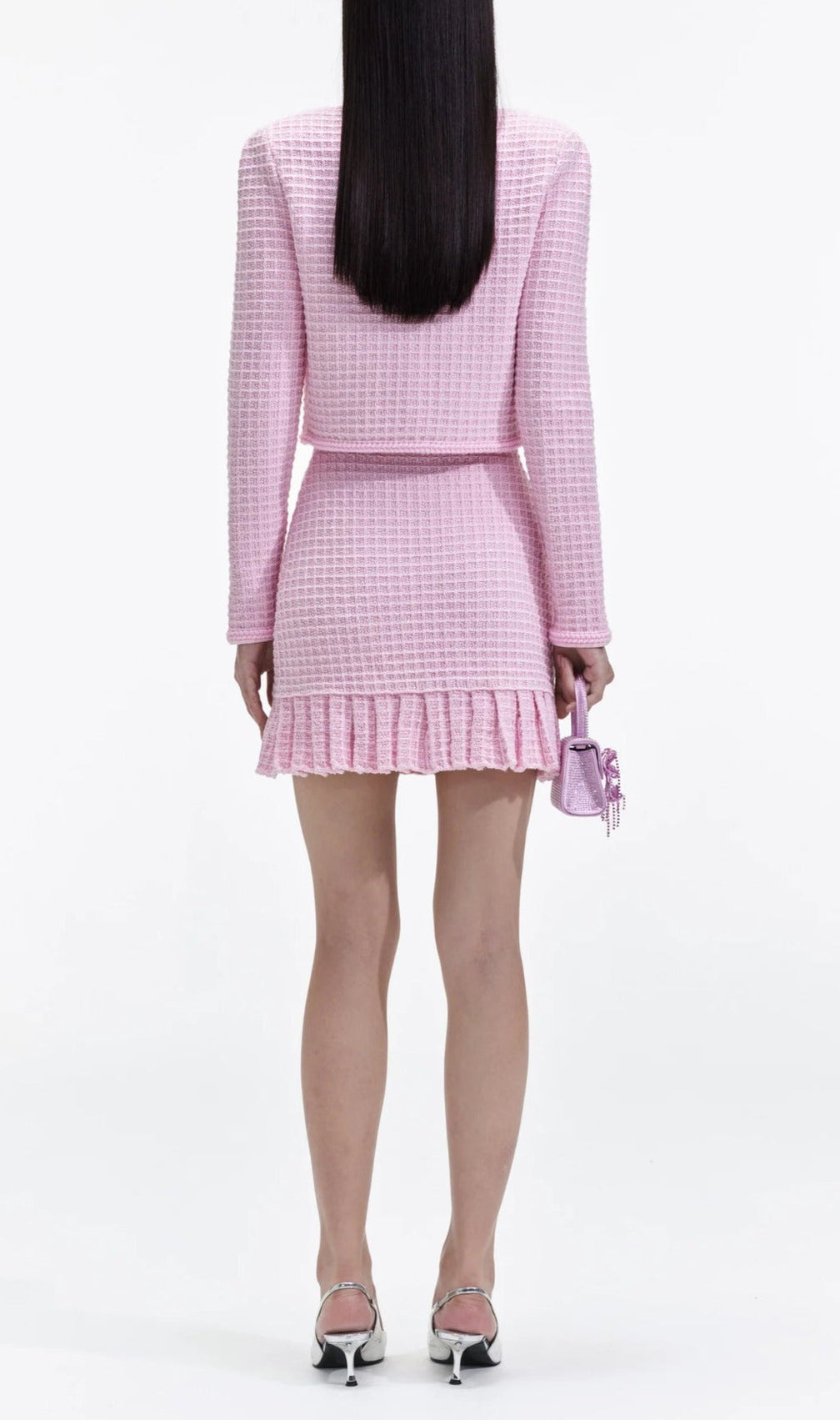 Arwen Pink Sequin Textured Knit Suit