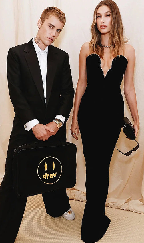 Black Off Shoulder Deep V Bandage Maxi Dress