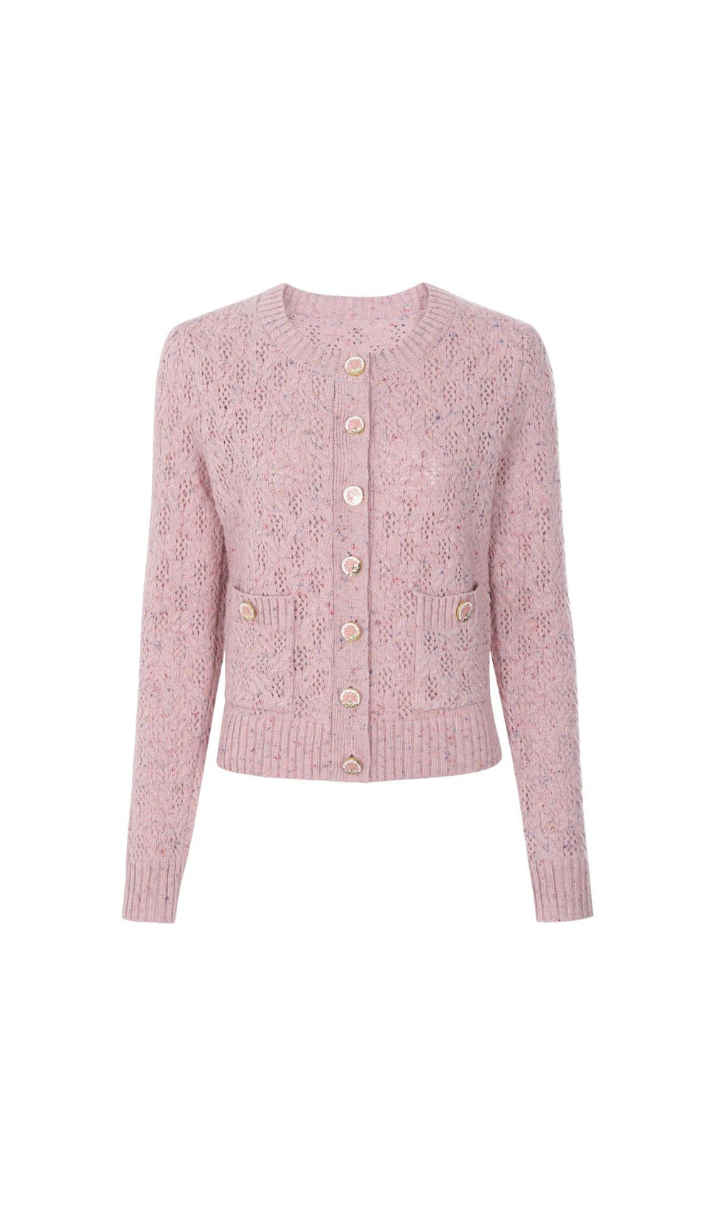 Juliet Chic Floral Knit Button Cardigan - Soft Pink & Versatile for Women