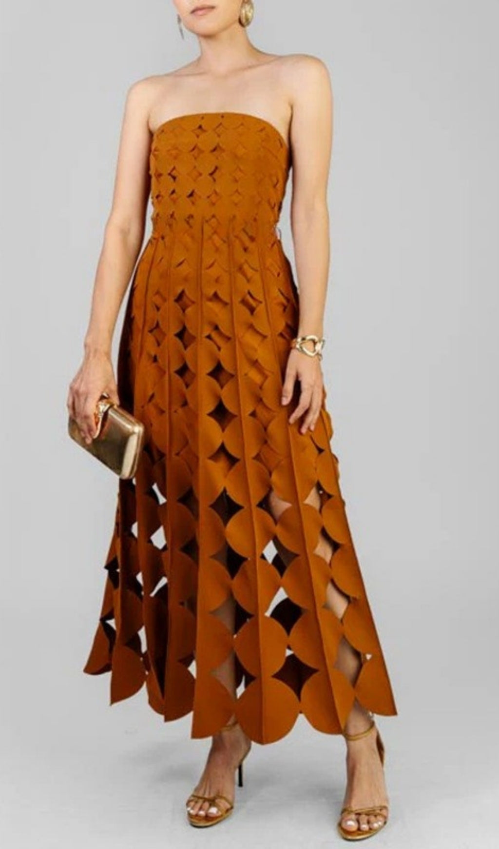 Fifi Brown Strapless Maxi Dress