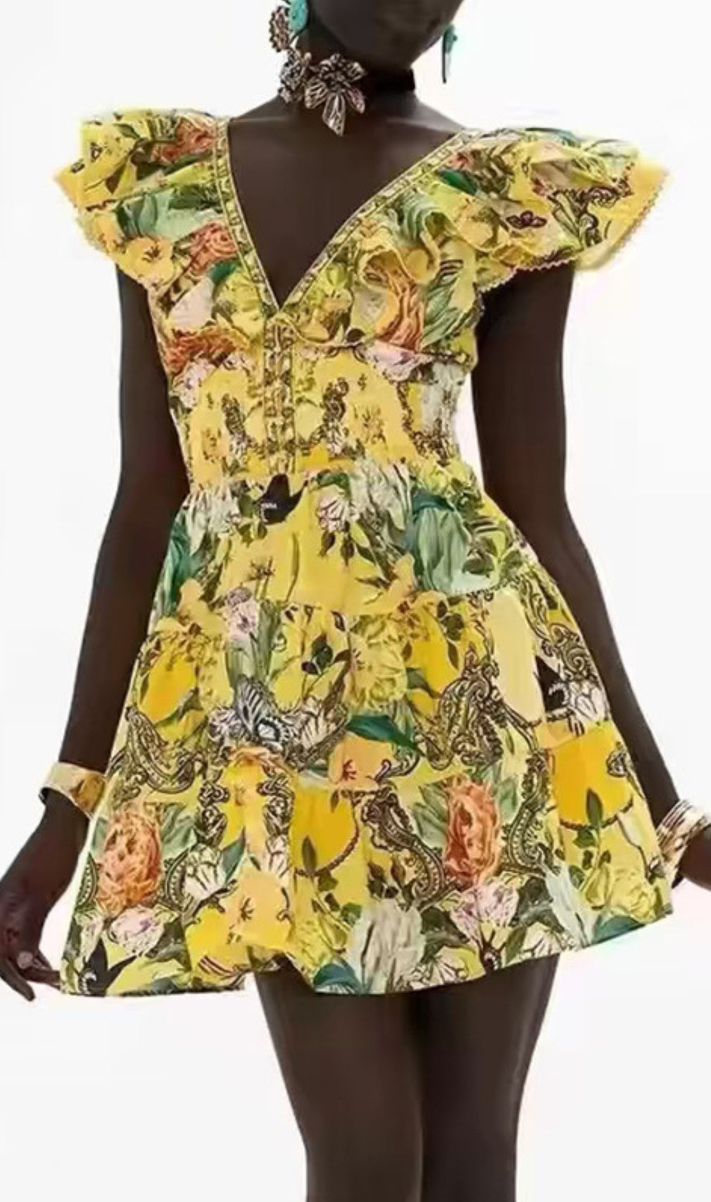 Cortez Floral V-Neck Mini Dress
