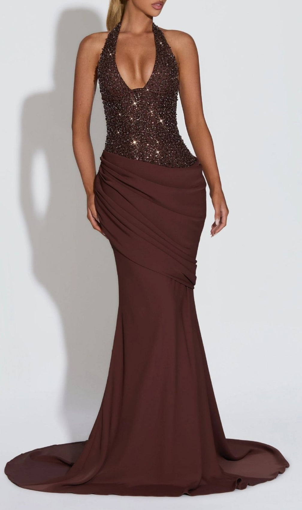 Anisij Sparkling Sequin Halter Maxi Gown - Elegant Evening Dress