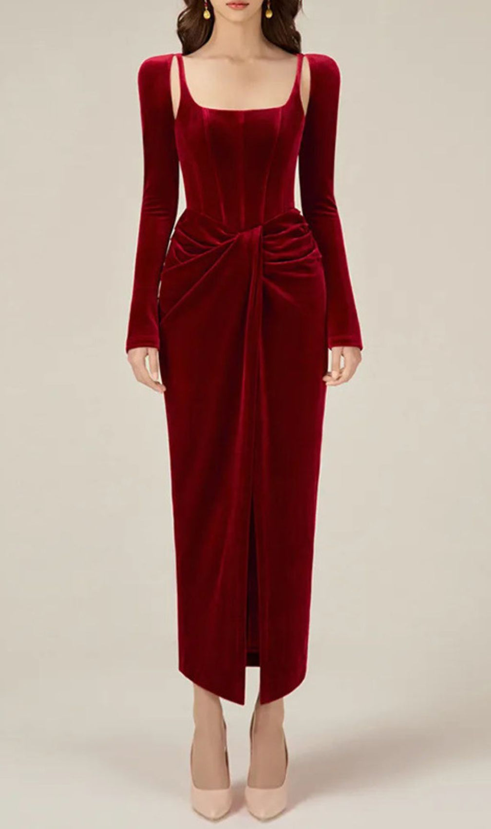 Grisel Corset Long Sleeve Midi Dress