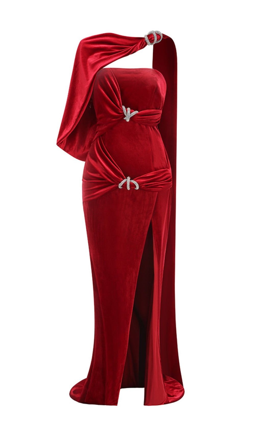 Carlijn Red Velvet Caplet Maxi Dress