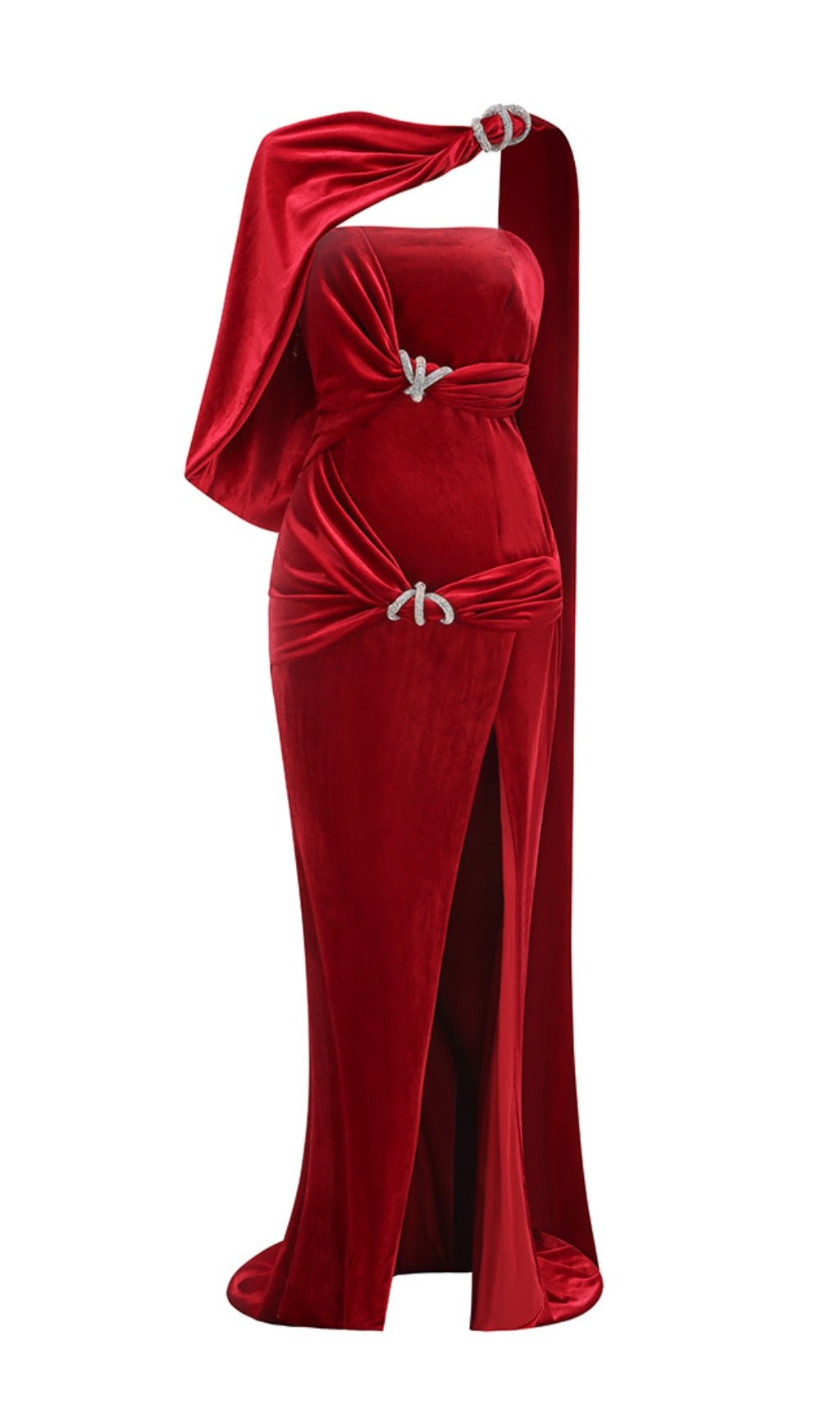 Carlijn Red Velvet Caplet Maxi Dress