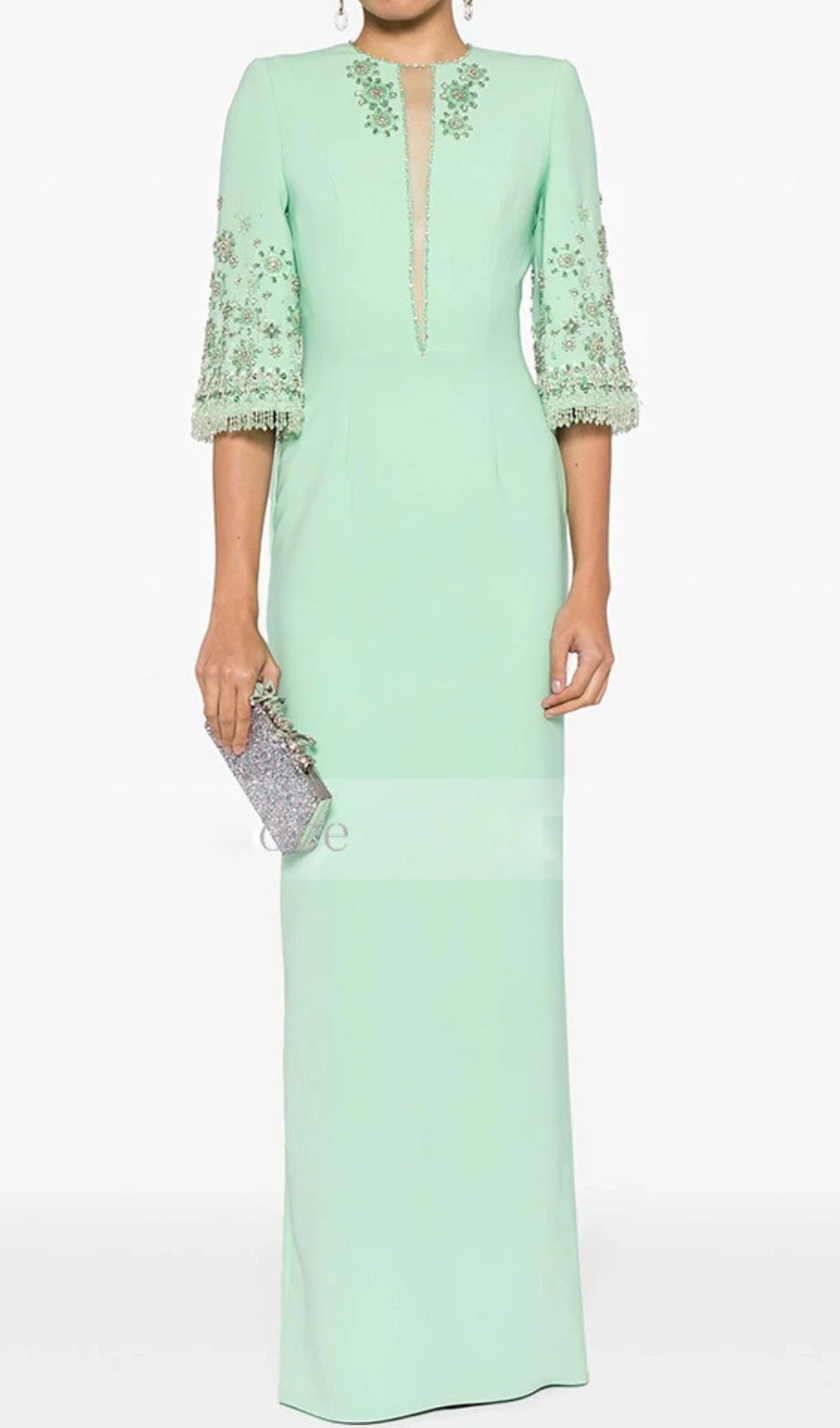 Glaucia Mint Embellished Maxi Dress