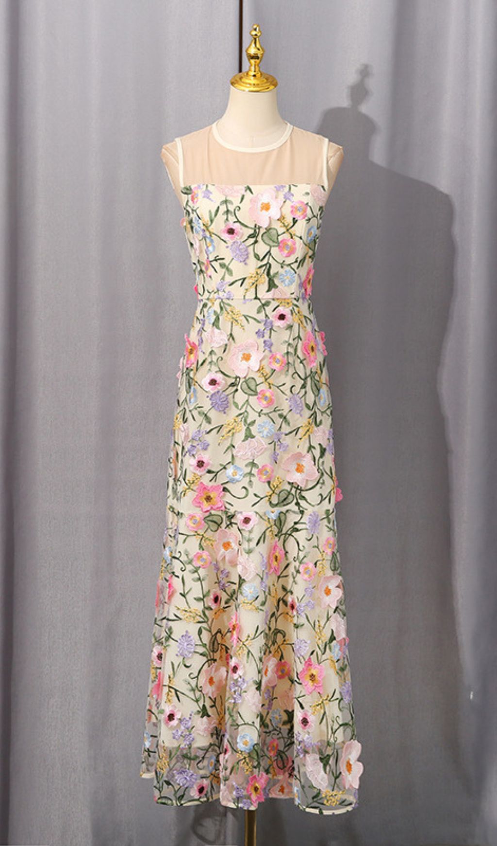 Hiraku Enchanted Yellow 3D Floral Embroidery Maxi Dress - Romantic Wedding Guest & Special Occasion Gown