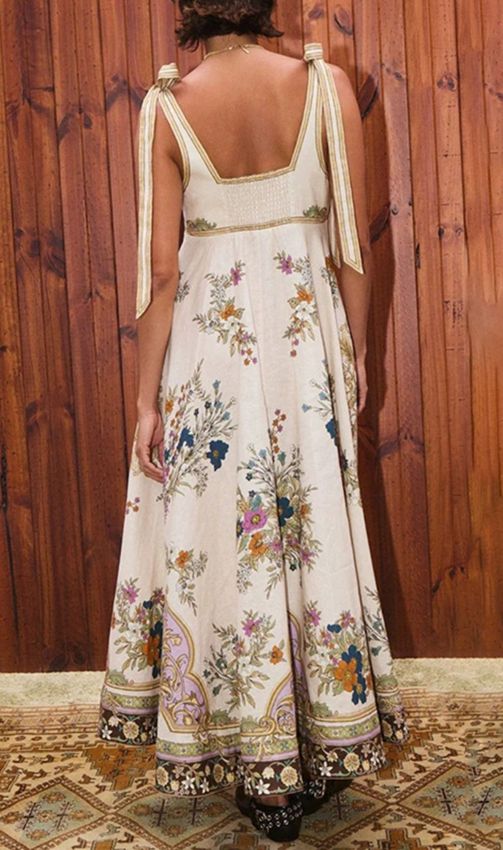 Ismet Boho Chic Floral Maxi Dress - Elegant Tie-Shoulder Summer Style