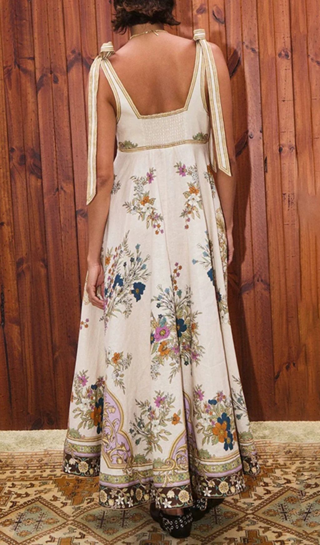 Ismet Boho Chic Floral Maxi Dress - Elegant Tie-Shoulder Summer Style