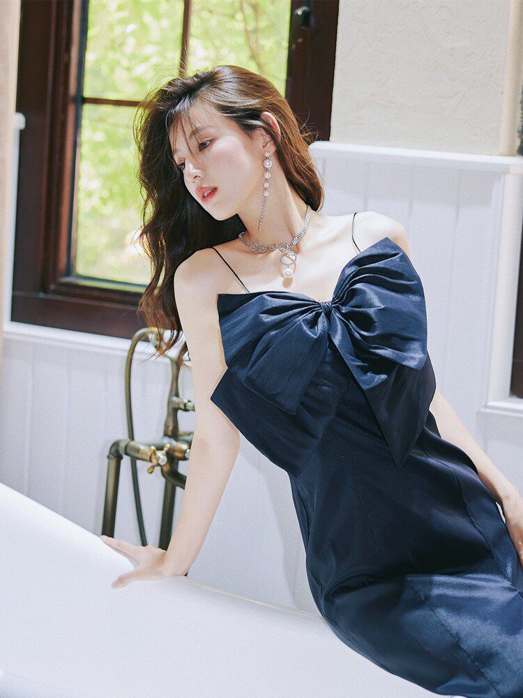 Dolores Parisian Glamour Black Bow Mini Dress - Elegant Strapless Party & Cocktail Attire