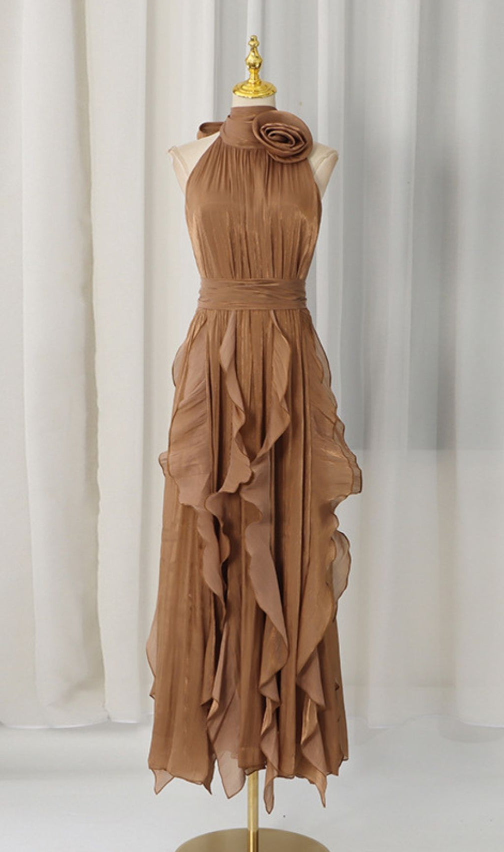 Kourtney Flower Ruffle Maxi Dress