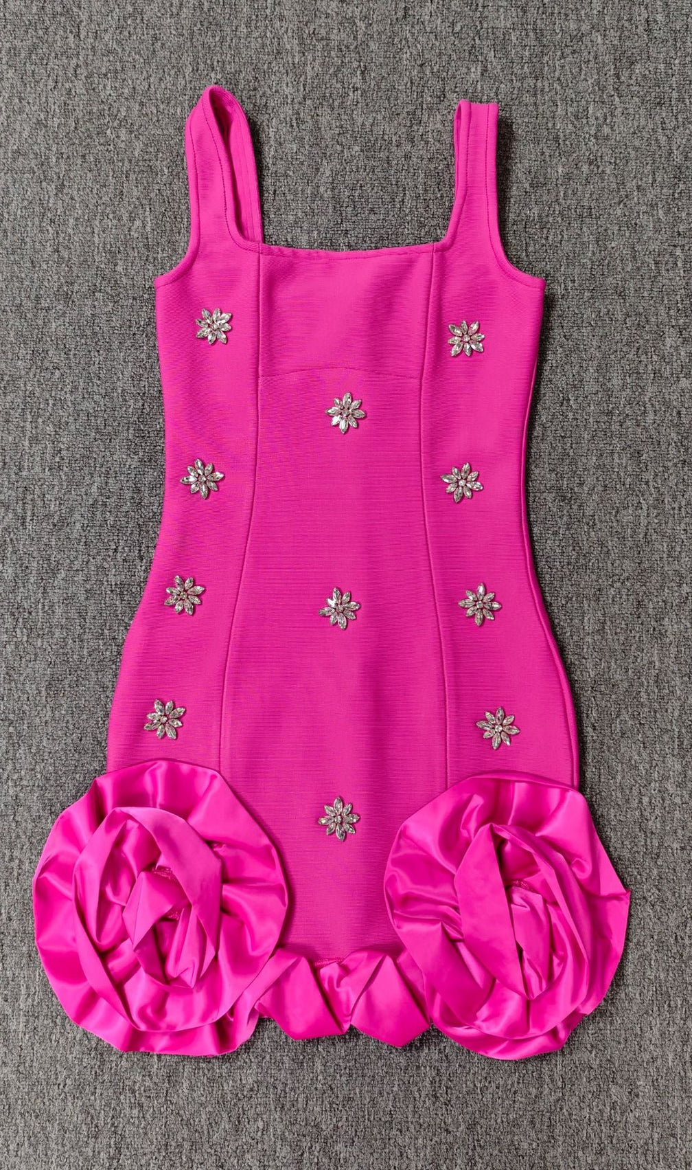 Gavan Flower Diamante Bandage Mini Dress