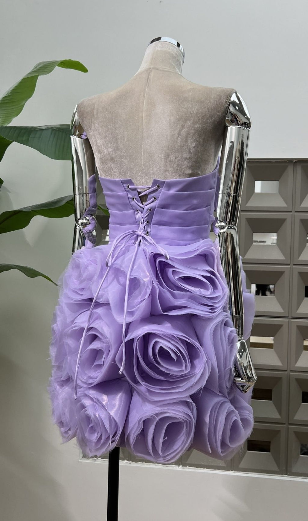 Kendyl Strapless 3D Floral Mini Dress - Lilac