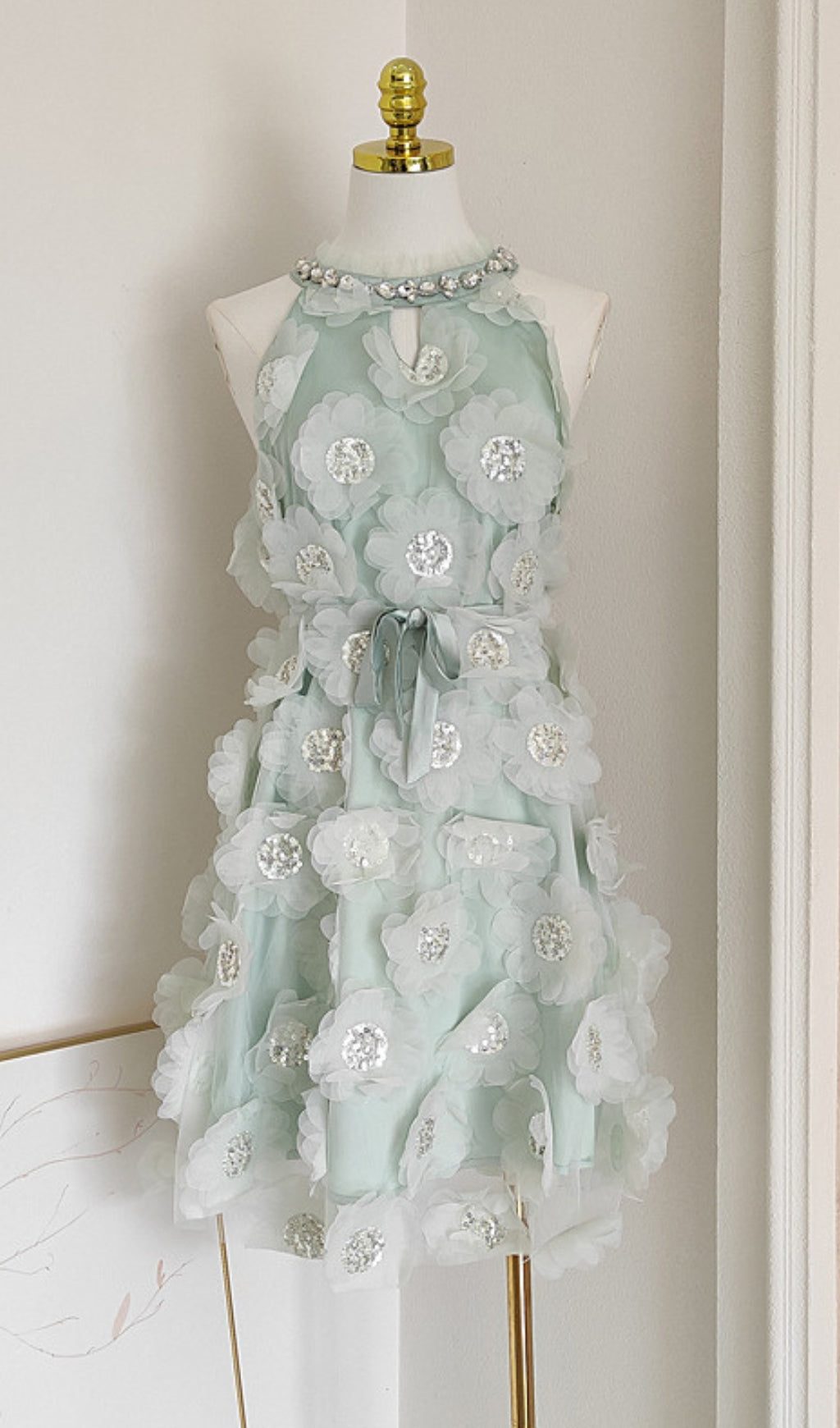 Elke Flower Sequin Mini Dress