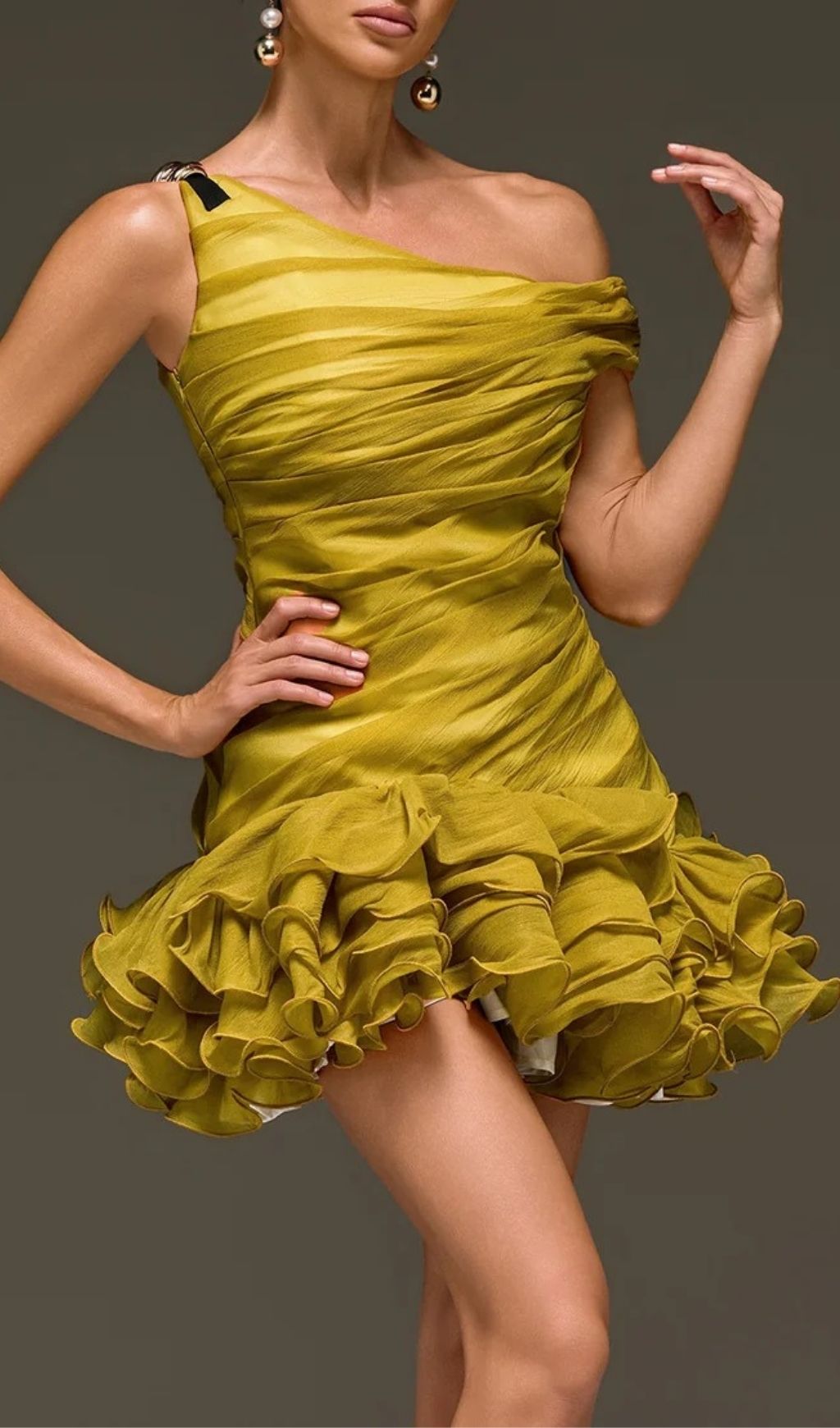 Toryrin One Shoulder Ruffle Mini Dress